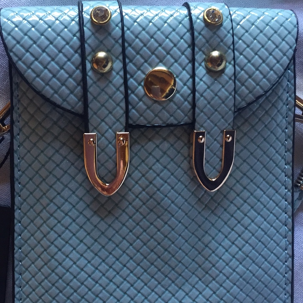 Pale Blue Leather Phone Crossbody Bag - Picture 4 of 8